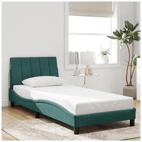 Giroletto senza Materasso Verde Scuro 90x200 cm in Velluto - Foto 2