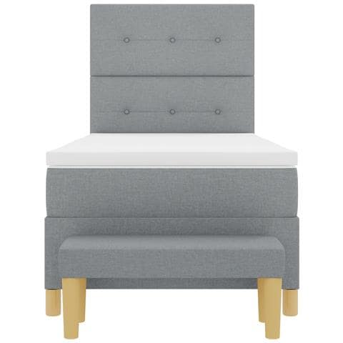 Letto a Molle con Materasso e Panchina Grigio Chiaro 80x200 cm Tessuto - Foto 9