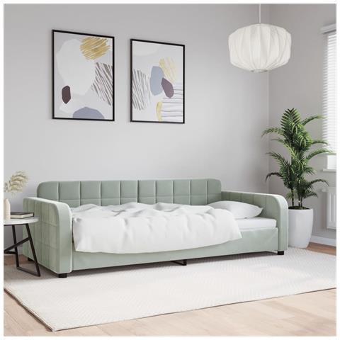 Letto da Giorno Grigio Chiaro 90x190 cm in Velluto - Foto 2