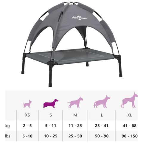 Lettino per Cani con Tetto Tessuto Oxford Antracite e Acciaio - Foto 9