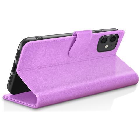 Custodia A Portafoglio Per Iphone 11 Con Supporto E Linguetta Magnetica, Viola - Foto 2