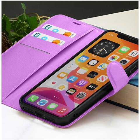 Custodia A Portafoglio Per Iphone 11 Con Supporto E Linguetta Magnetica, Viola - Foto 5