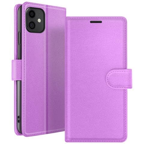 Custodia A Portafoglio Per Iphone 11 Con Supporto E Linguetta Magnetica, Viola - Foto 1