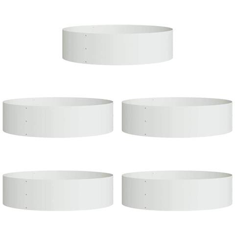 Vasi da giardino 5 pcs Bianco 80 x 80 x 20 cm Acciaio - Foto 1