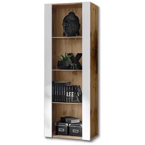 Komodee, Vetrina Tivoli, Wotan/bianco, Larghezza 55 Cm X Altezza 159 Cm X Profondità 35 Cm, Senza Led, 3 Ripiani, Per Soggiorno, Camera Da Letto, Anticamera - Foto 2