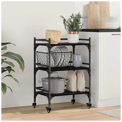 Carrello da Cucina Rovere Nero 50 x 35 x 75.5 cm - Foto 2