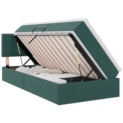 Letto con Contenitore Verde Scuro 100 x 200 cm Velluto - Foto 1