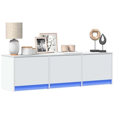 Mobile TV con led Bianco 140 x 34 x 40 cm Legno multistrato - Foto 2