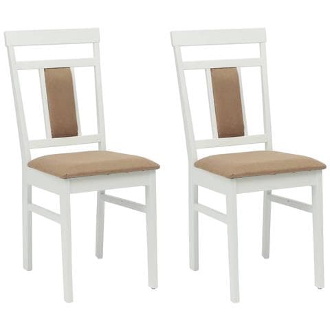 Sedia da pranzo 2 pcs Bianco e marrone Legno di gomma solido - Foto 1