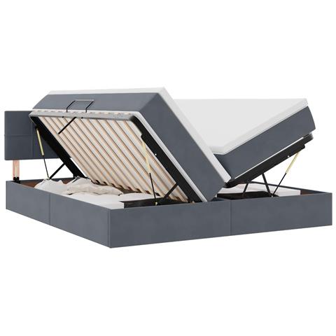 Letto con testiera Grigio scuro 180 x 200 cm Velluto - Foto 1