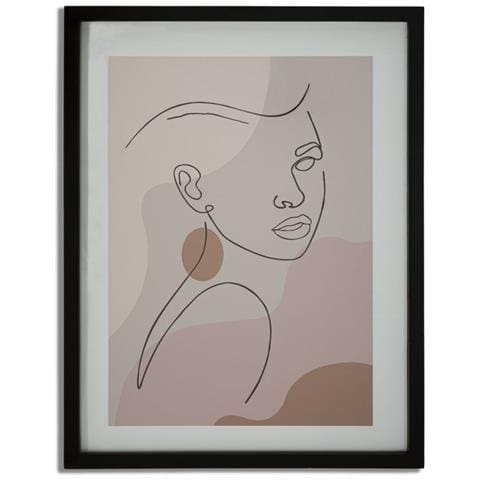 Stampa Con Cornice Face C Line Art Volto Femminile Nei Toni Terra 35x47 Cm - Foto 1