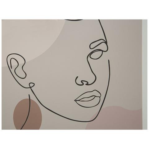 Stampa Con Cornice Face C Line Art Volto Femminile Nei Toni Terra 35x47 Cm - Foto 2