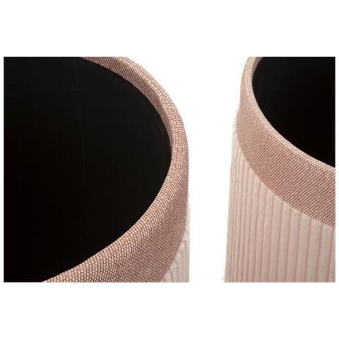 Set 3 Pouf Contenitore Cortina In Velluto A Coste Rosa Con Fascia Glitter Ø40x49, Ø35x42 E Ø31x38 Cm - Foto 8
