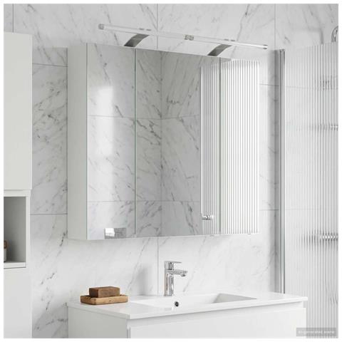 Mobiletto per specchio da bagno Bianco 80 x 14.5 x 70 cm - Foto 2