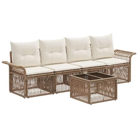 Set Divano da Giardino 5 pcs Beige polyrattan - Foto 1
