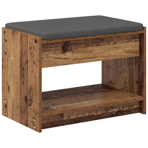 Panca per ingresso con cuscino Legno vecchio 63 x 38 x 45 cm - Foto 1