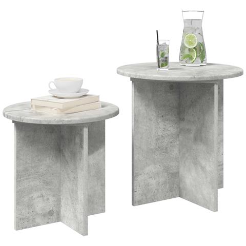 Set tavolini 2 pcs Grigio Cemento Legno ingegnerizzato - Foto 2