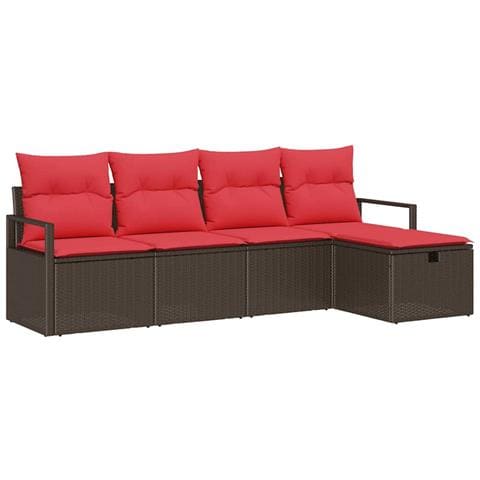 Set Divano da Giardino con cuscino 5 pcs Marrone polyrattan - Foto 1
