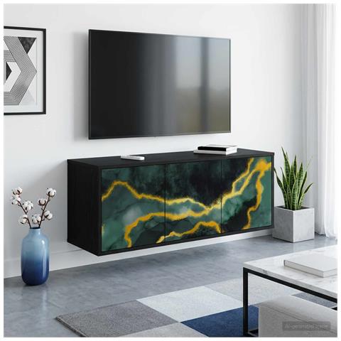 Mobile TV da Parete WIJHE 102 x 33 x 40 cm Rovere Nero - Foto 2