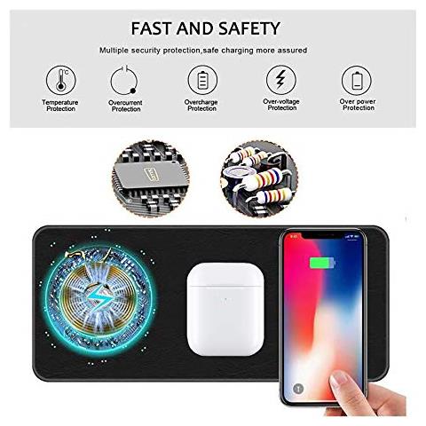 Caricatore Wireless, Je Tripli Dispositivi Caricabatterie Wreless Charger Per Iphone 12/12 Mini / 12 Pro Max / se 2020 / iphone11 / xr / airpods Pro, Galaxy S20 / s10 / Note10 Serie, Xiaomi / huawei Serie - Foto 2