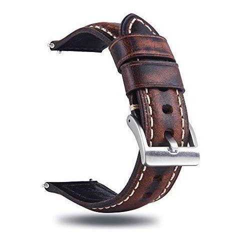 20 Millimetri Quick Release Retro Cuoio Del Cinturino Vintage Scamosciata Pelle Pull-up Di Sostituzione Del Cinturino Di Vigilanza Marrone - Foto 1