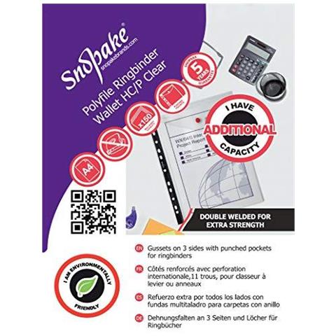 A4 Ad Alta Capacit Polyfile Ringbinder Popper Portafoglio Ritratto - Clear Confezione Da 5 Rif 15749 - Foto 2