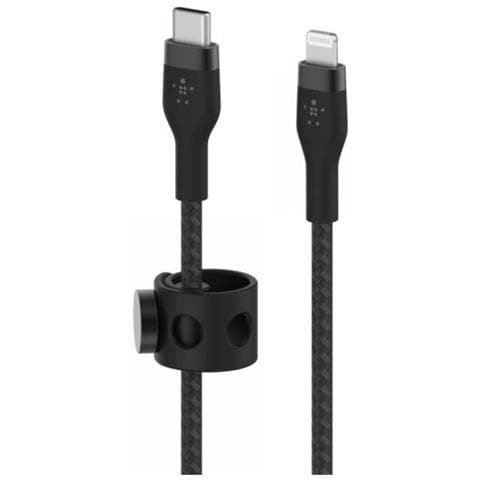 CAVO INTRECCIATO SILICONE DA USB-C A LIGHTNING 1M - NERO - Foto 2