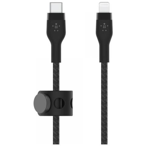 CAVO INTRECCIATO SILICONE DA USB-C A LIGHTNING 1M - NERO - Foto 1