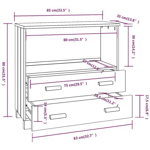 Credenza Grigio Scuro 85x35x80 Cm In Legno Massello Di Pino - Foto 2