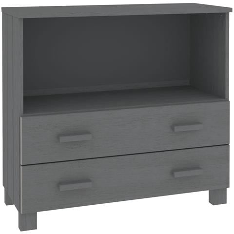 Credenza Grigio Scuro 85x35x80 Cm In Legno Massello Di Pino - Foto 1
