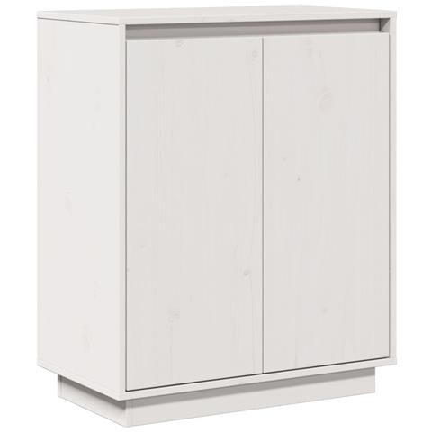 Credenza Bianca 60x34x75 Cm In Legno Massello Di Pino - Foto 1