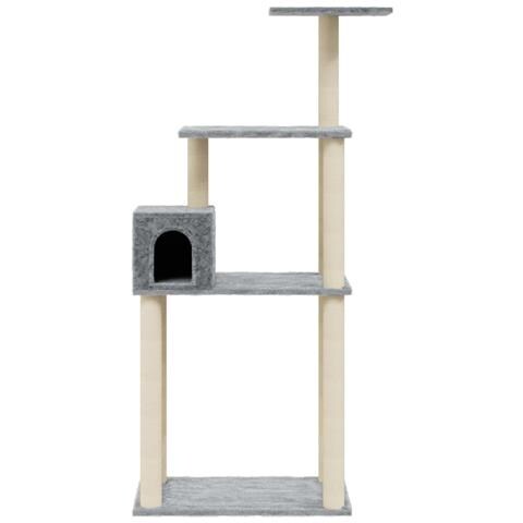 Albero Per Gatti Con Tiragraffi In Sisal Grigio Chiaro 147 Cm - Foto 8