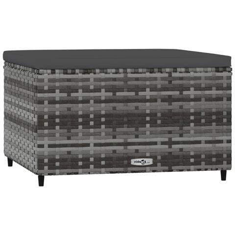 Poggiapiedi Da Giardino Con Cuscino In Polyrattan Grigio - Foto 1