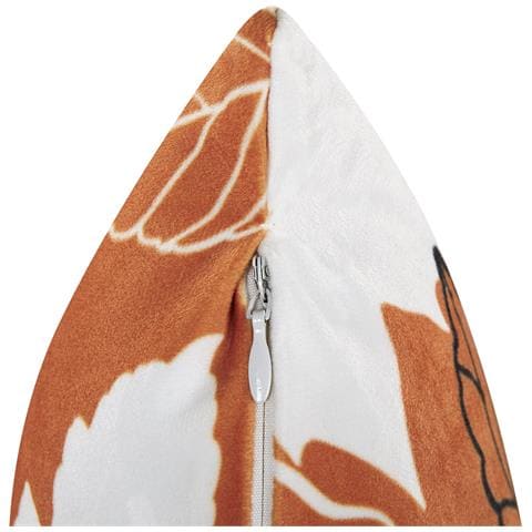 Cuscino Decorativo Poinsettia Velluto 45 X 45 Cm Motivo Di Piante Arancione - Foto 5