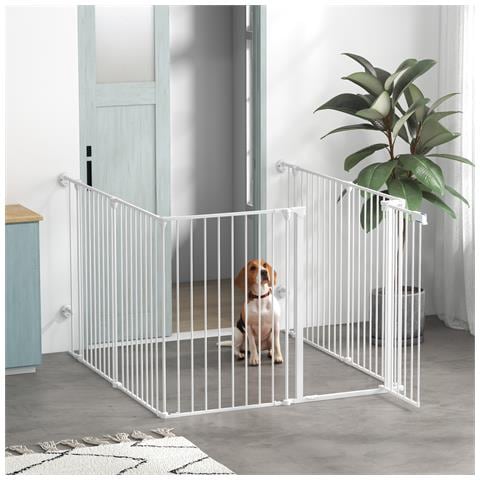 Cancellino Per Cani Taglia Media Pieghevole E Modulabile In Metallo E Plastica, 123x102x90 Cm, Bianco - Foto 2