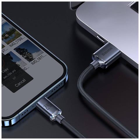Cavo Da Lightning A Usb 20w Crystal Shine Carica E Sincronizza 1,2m, Nero - Foto 5