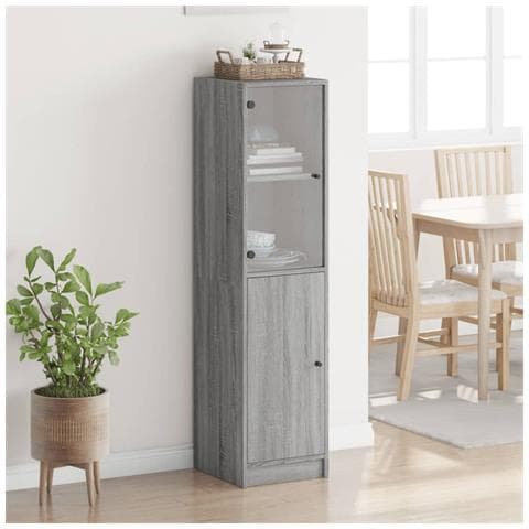 Credenza Con Anta In Vetro Grigio Sonoma 35x37x142 Cm - Foto 3