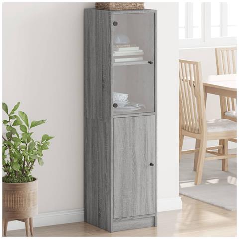 Credenza Con Anta In Vetro Grigio Sonoma 35x37x142 Cm - Foto 1