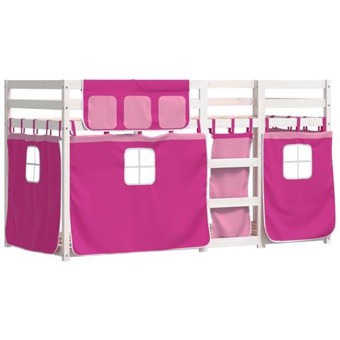 Letto A Castello Senza Materasso Rosa 90x190 Cm Legno Di Pino - Foto 3