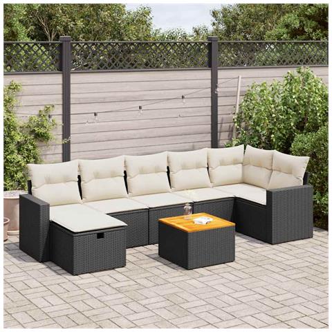 Set Divani Da Giardino Con Cuscini 8 Pz Nero In Polyrattan - Foto 1