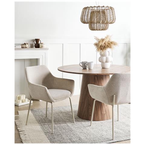 Set Di 2 Sedie Da Pranzo Bowdon Ciniglia Beige Chiaro - Foto 1