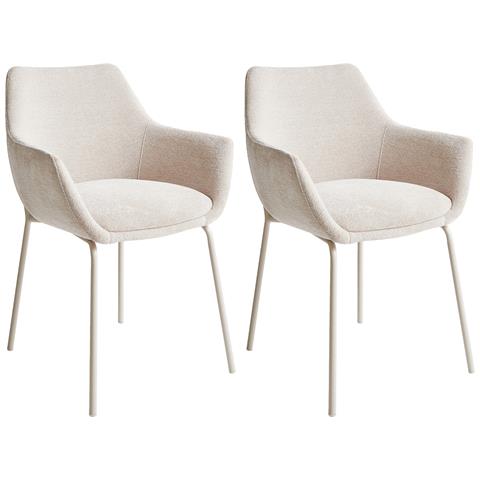Set Di 2 Sedie Da Pranzo Bowdon Ciniglia Beige Chiaro - Foto 2
