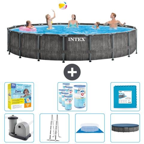 Piscina Fuori Terra - In Giro - 549x549x122 Cm - Grigio - Include Accessori Coordinati Cb48 - Foto 1