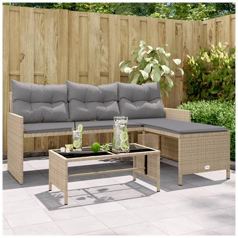 Lusso Casadino - Divano Giardino Con Tavolo E Cuscini A L Beige Misto Polyrattan - Foto 8