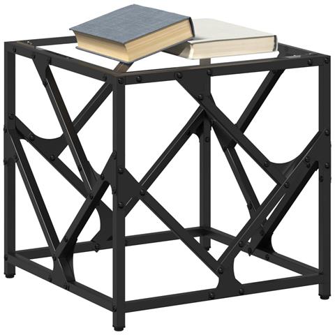 Tavolini Con Piano In Vetro Trasparente 2 Pz 40x40x41cm Acciaio - Foto 2