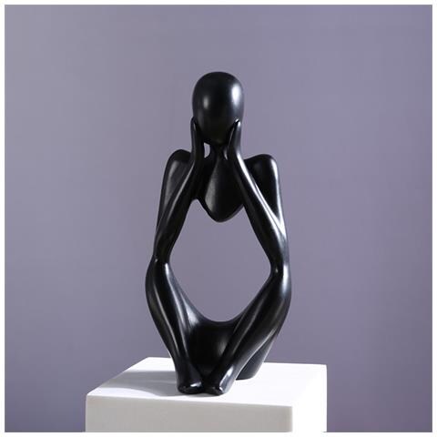 Figurina Del Pensatore Astratto - Decorazione Per La Casa In Resina Black - Foto 5