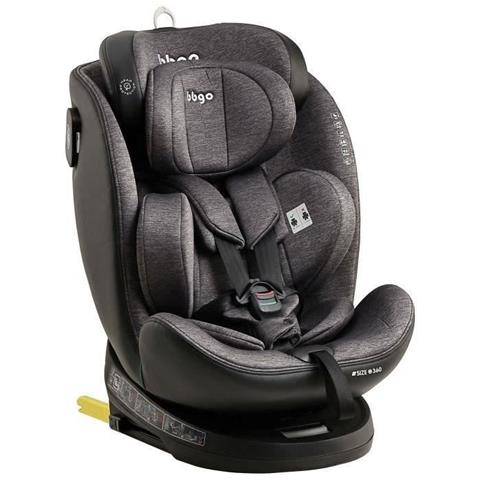 Seggiolino Auto Girevole - Bbgo - Wondersafe - Dalla Nascita Ai 12 Anni - I-size 40-150 Cm - Isofix Top Tether - Grigio - Fibra Di Bambù Ecopelle - Foto 1