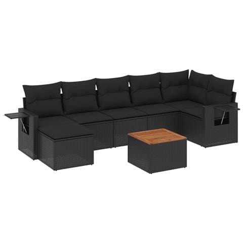 Set Divani da Giardino con Cuscini 8 pz Nero in Polyrattan - Foto 1