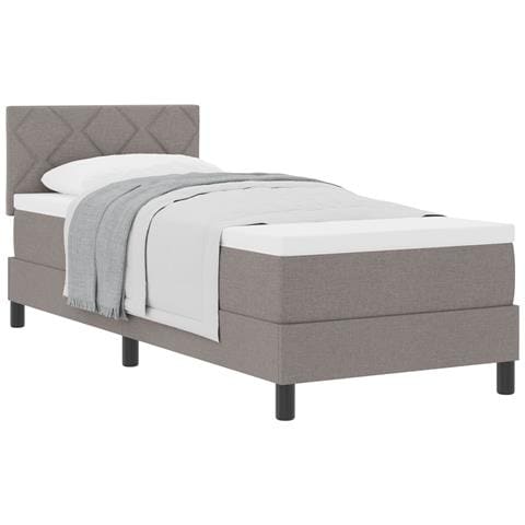 Letto con Box Spring e Materasso Grigio 80x200 cm Tessuto - Foto 1