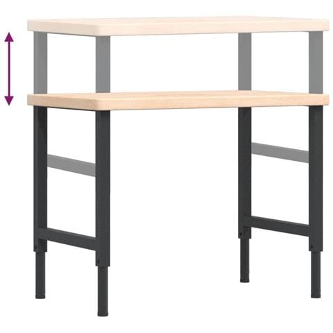 Banco Lavoro 100x60x(73-99,5) cm Legno di Rovere Rettangolare - Foto 9